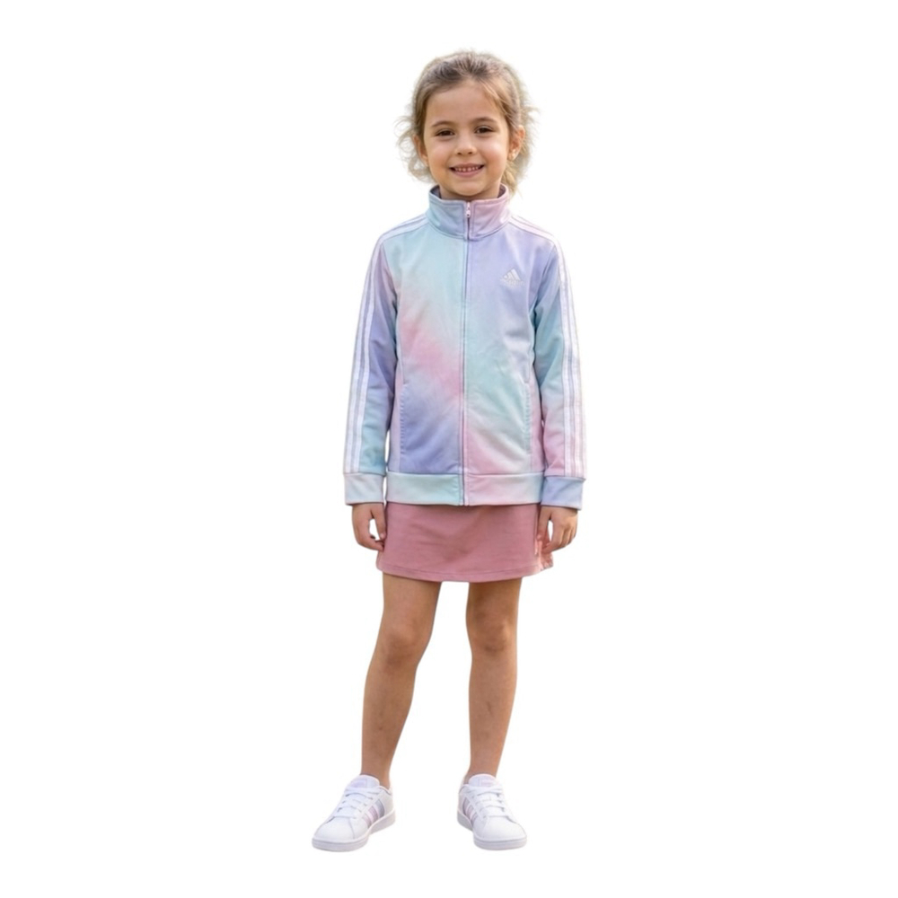 Adidas Girls Pastel Tie Dye Zip Track Jacket Size 7